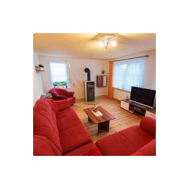 Monteurzimmer: Wohnzimmer mit Kamin, Fernseher und DVD - Haflingerhof Baumgarten