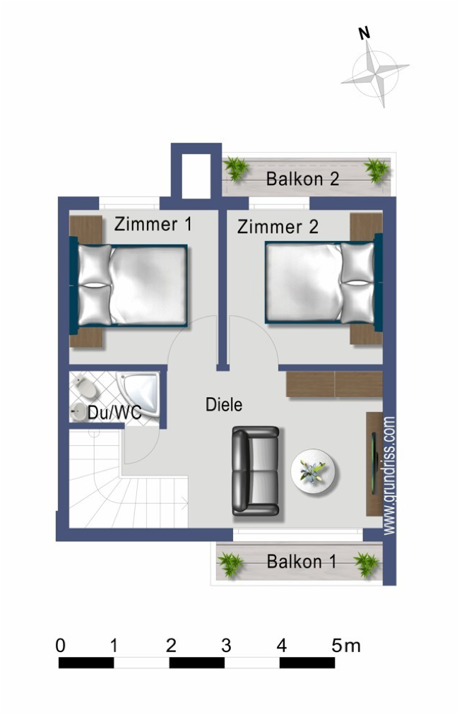 Monteurzimmer: Grundriss OG - DONAU HOME - Münsingen