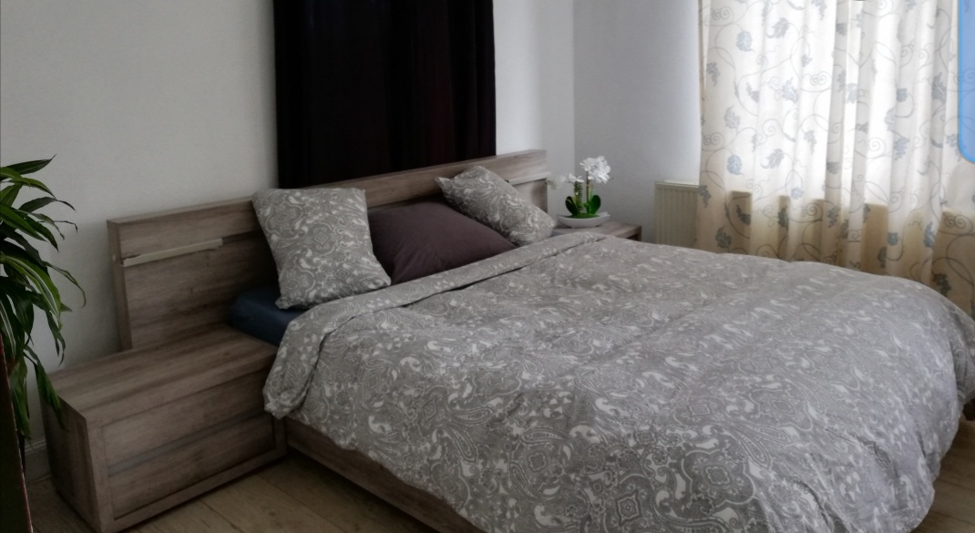 Monteurwohnung - Küche: Küchenmitbenutzung - Double bed for two people, with the option to convert into four single beds - Sunrise Apartment