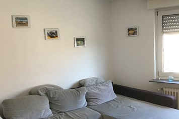 Monteurzimmer: Wohnzimmer mit Schlafsofa  - Ruhige Wohnung mit separatem Eingang 