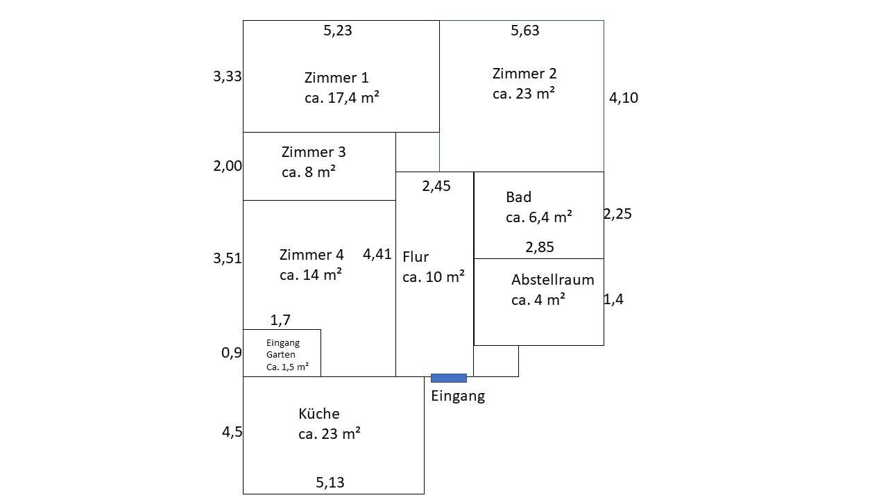 Monteurwohnung - Krumbach (Landkreis Günzburg) - Grundriss Monteurzimmer Thannhausen - Für Unternehmer, große Wohnung (ca. 111 m²) für Mitarbeiter oder Monteure
