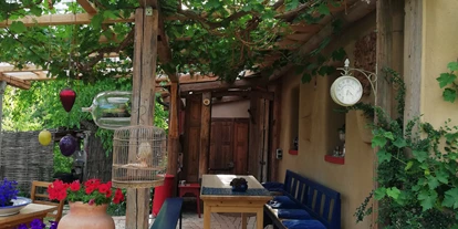 Monteurwohnung - Marktzeuln - Die Gästeterrasse mit Grillplatz - Monteurzimmer - Studentenzimmer - Ferienwohnung im altes Schäferhaus