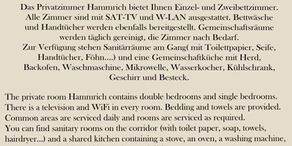 Monteurwohnung - Parkplatz: eigener Parkplatz vorhanden - Österreich - Privatzimmer Hammrich
