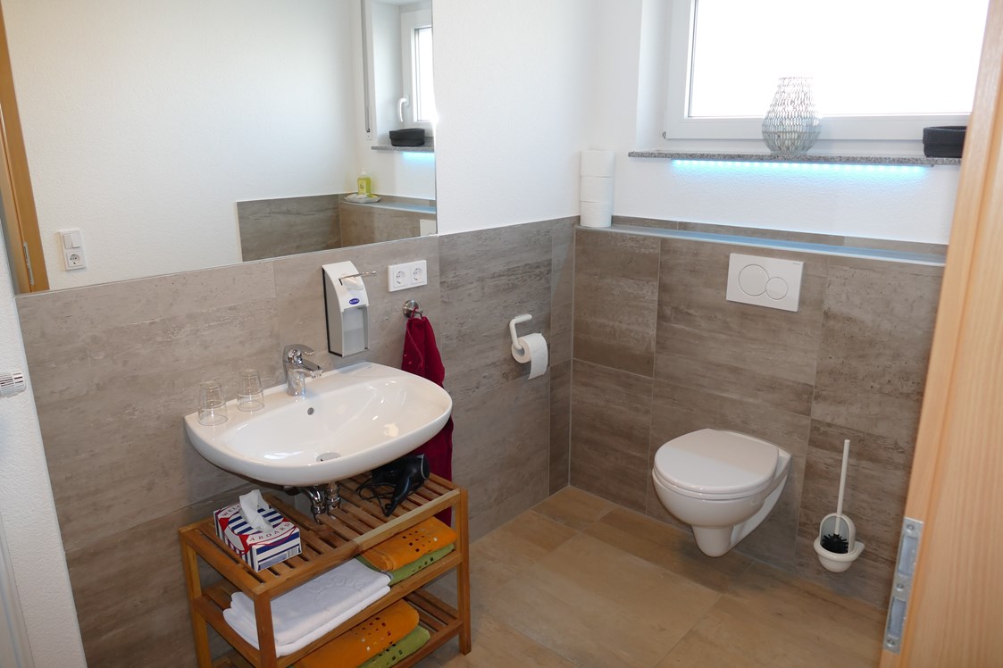 Monteurzimmer: Badezimmer mit Dusche u. WC - Haag Ferienwohnungen