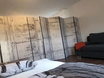 Monteurwohnung - TV - Deutschland - Eine Trennwand sorgt für genügend Privatsphäre - guest apartment niederalfingen // Aalen-Ellwangen-Heidenheim-Schwäbisch Gmünd