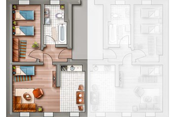 Monteurzimmer: Grundriss 2-Raum-Wohnung StayHere24 - Monteurzimmer Schkeuditz und Leipzig