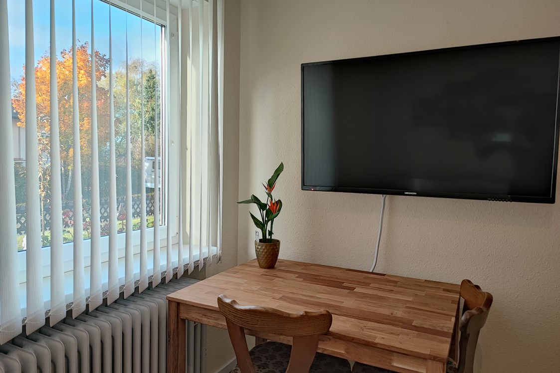 Monteurzimmer: Fernseher 50 Zoll und Esstisch - Ruhiges Ein-Mannzimmer