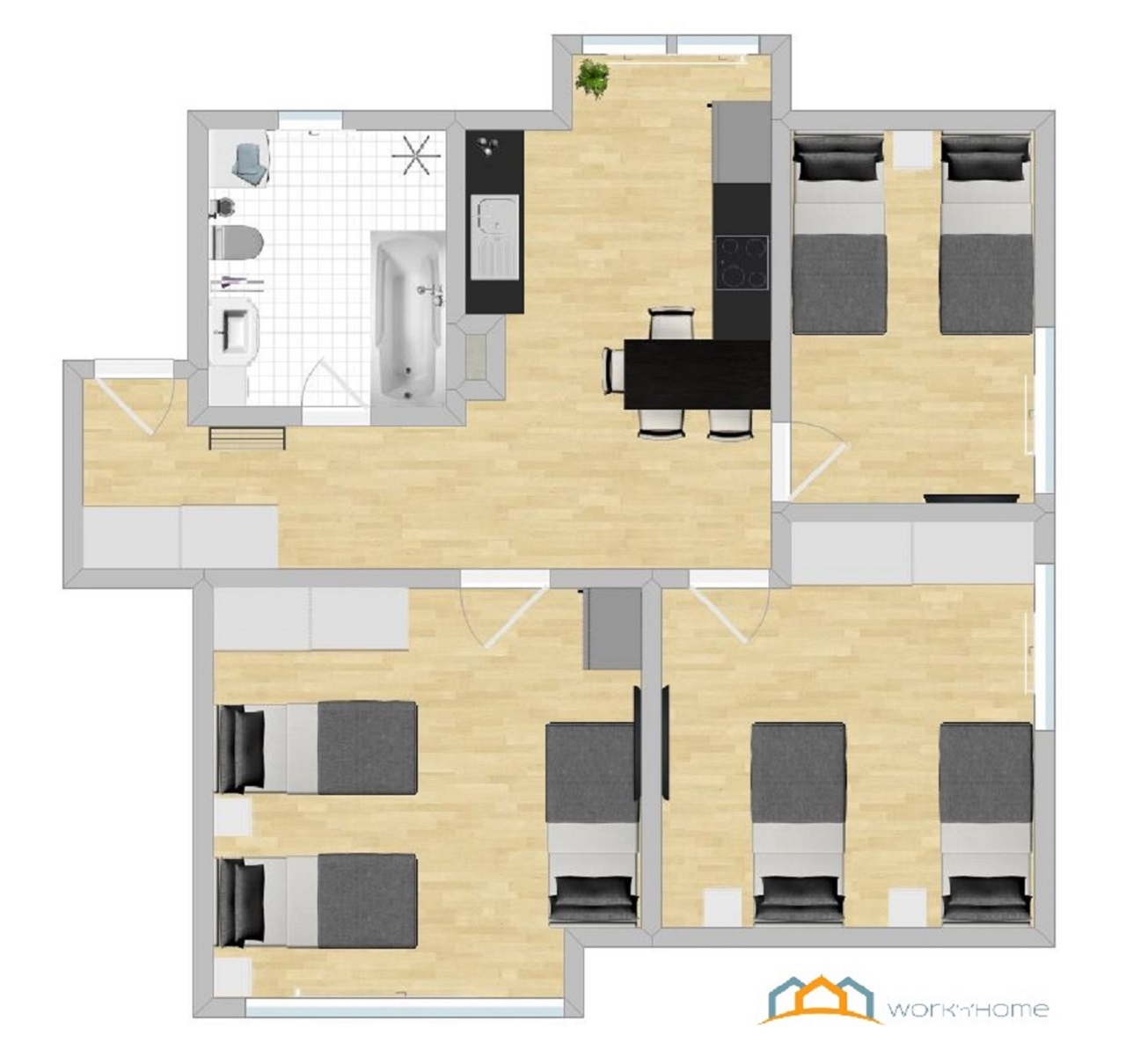 Monteurwohnung - Schwandorf - Grundriss - (SAD131) Liebevoll eingerichtete Monteurwohnung