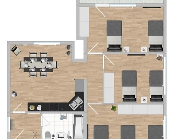 Monteurzimmer: Grundriss - (SAD141) Helle Monteurwohnung mit Balkon