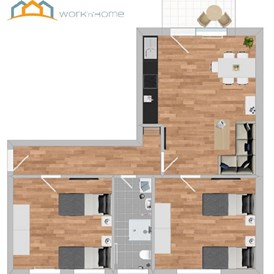 Monteurzimmer: Grundriss - Moderne Monteurwohnung mit Balkon (SAD151)