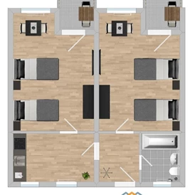 Monteurzimmer: Grundriss - Gut geschnittene Monteurwohnung mit Balkon (SAD161)