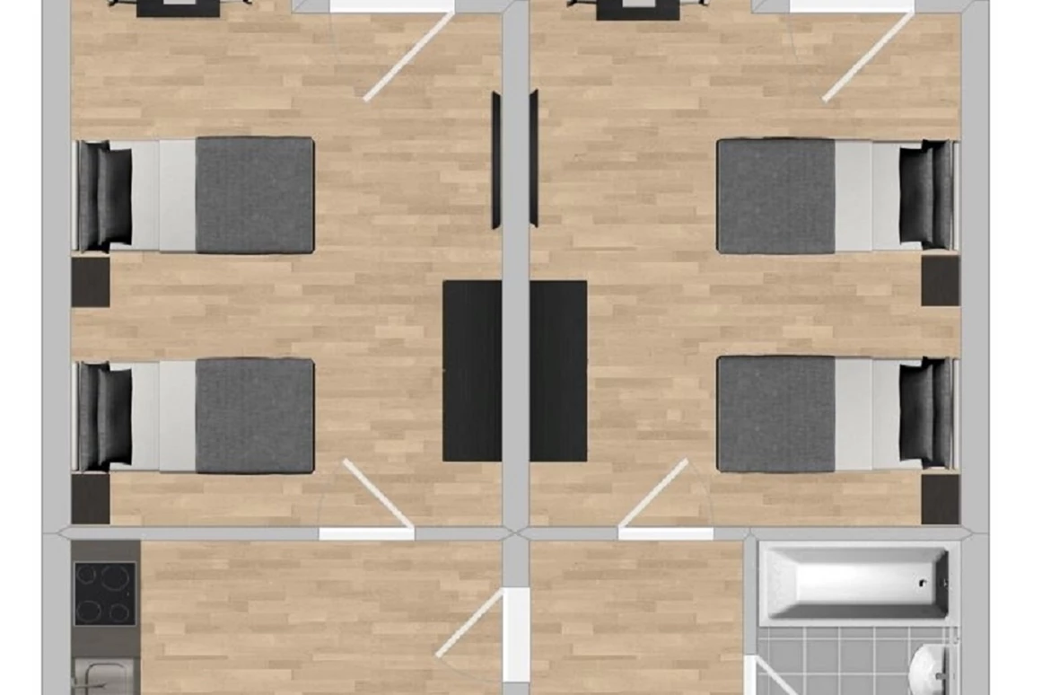 Monteurzimmer: Grundriss - Gut geschnittene Monteurwohnung mit Balkon (SAD161)