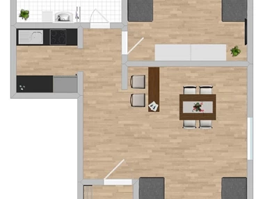 Monteurwohnung: Grundriss - Monteurwohnung / Übergangswohnung (WA120)