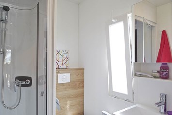 Monteurzimmer: Badezimmer - Smartes Mobilheim am See mit Whirlpool (WA102)