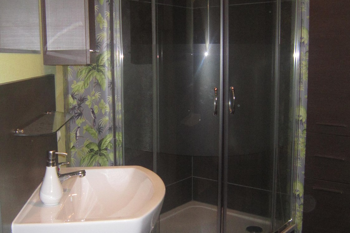 Monteurzimmer: Badezimmer mit Dusche - FeWo Am Heidrian