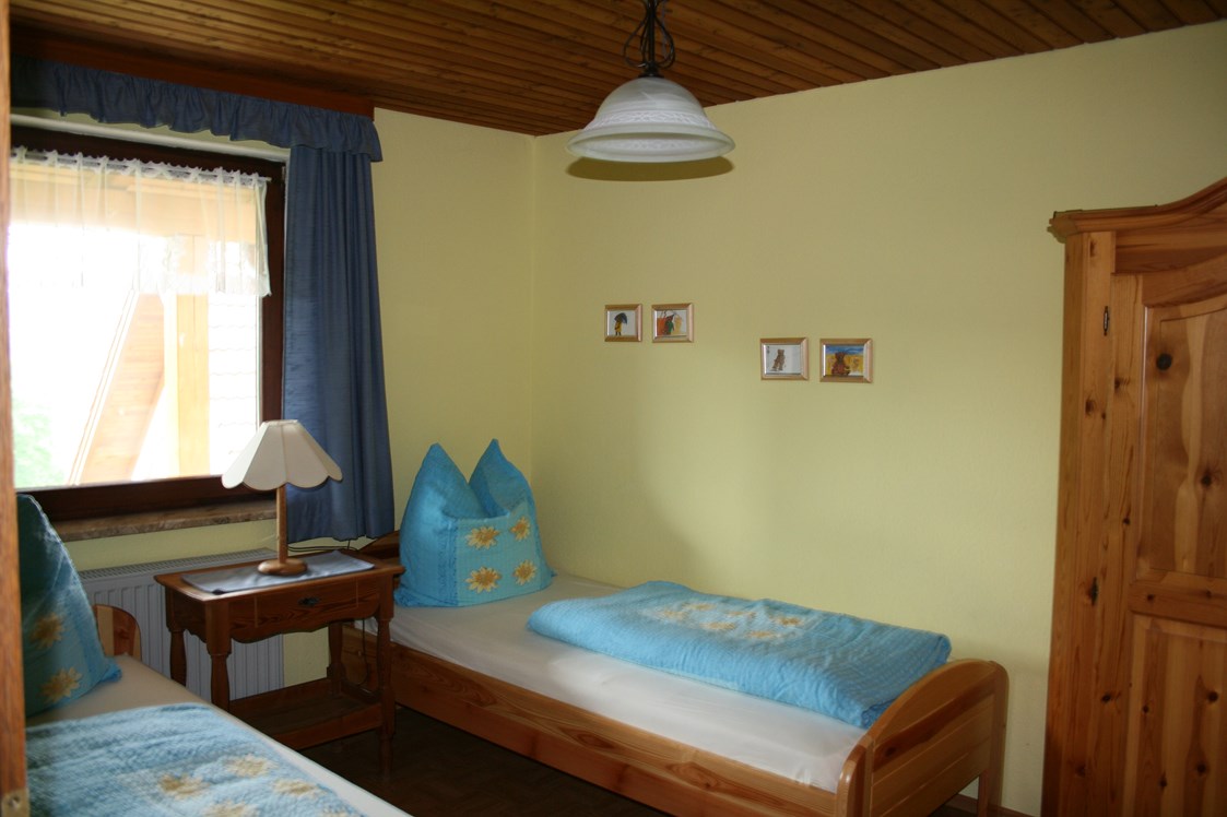 Monteurzimmer: Schlafzimmer mit 2 Einzelbetten - Bauernhaus hinten in Listenberg