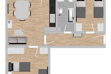 Monteurzimmer: Grundriss, Raumplan - Moderne Monteurwohnung mit Balkon (SAD154)
