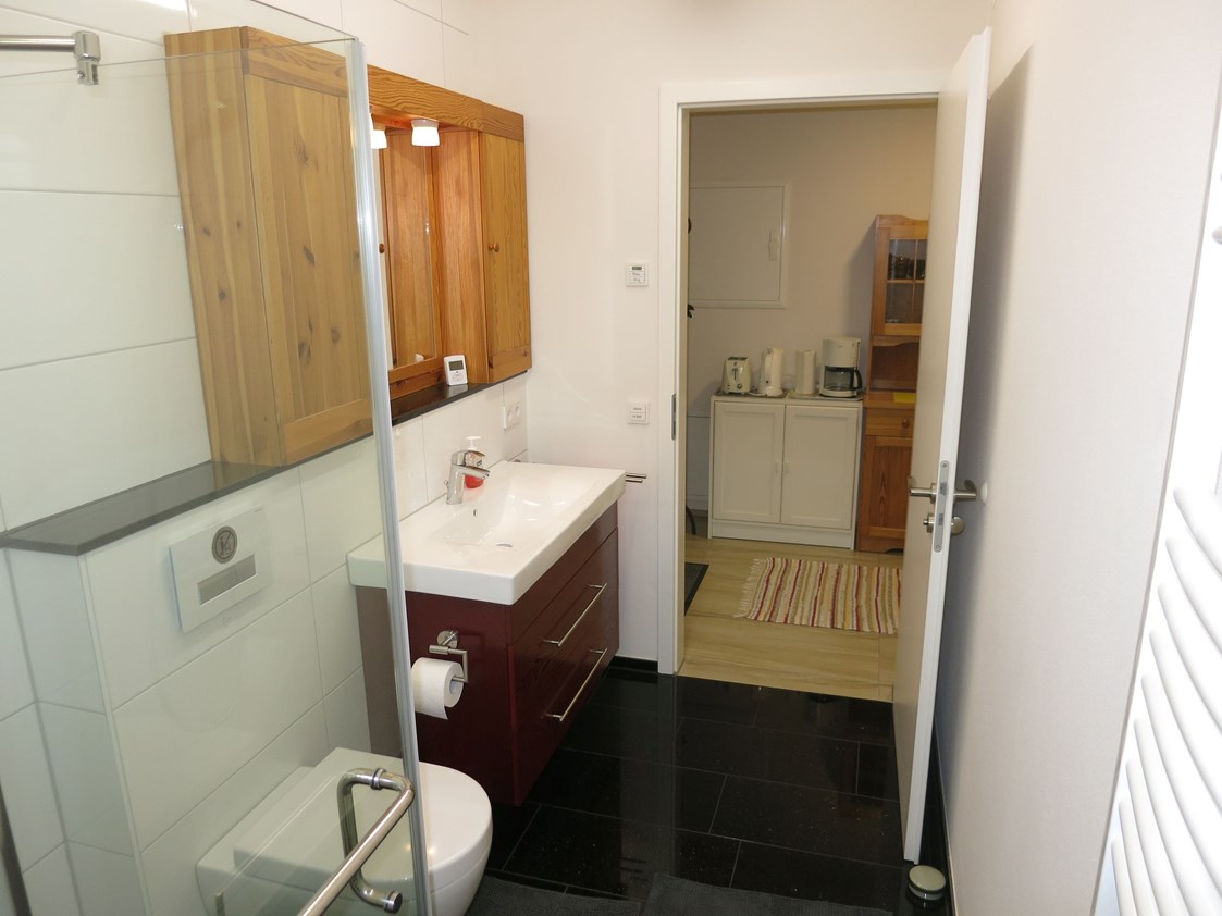 Monteurzimmer: Bad für die WG - voll möbliertes Zimmer mit Terrasse u. separatem Bad in 2er-WG, Teeküche bevorzugt WE-Heimfahrer 
