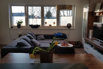 Monteurzimmer: Wohzimmer mit Blick aus der Küche - Schöne Monteurzimmer, Monteurwohnung frei