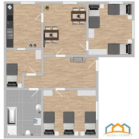 Monteurzimmer: Grundriss - (SWF111) Komfortable Monteurwohnung / Übergangswohnung 