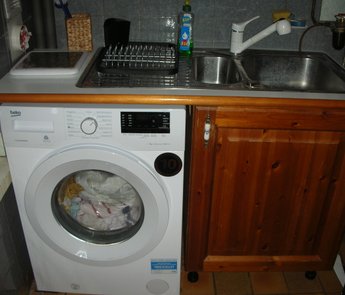 Monteurzimmer: Abwaschtisch und Waschmaschine,
Ferienwohnung im Familienhaus - Gästehaus Pirrwitz