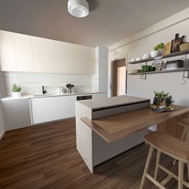 Monteurzimmer: Küchenbereich - Sanierte 4-Zimmer Monteurwohnung 2-8 Personen 