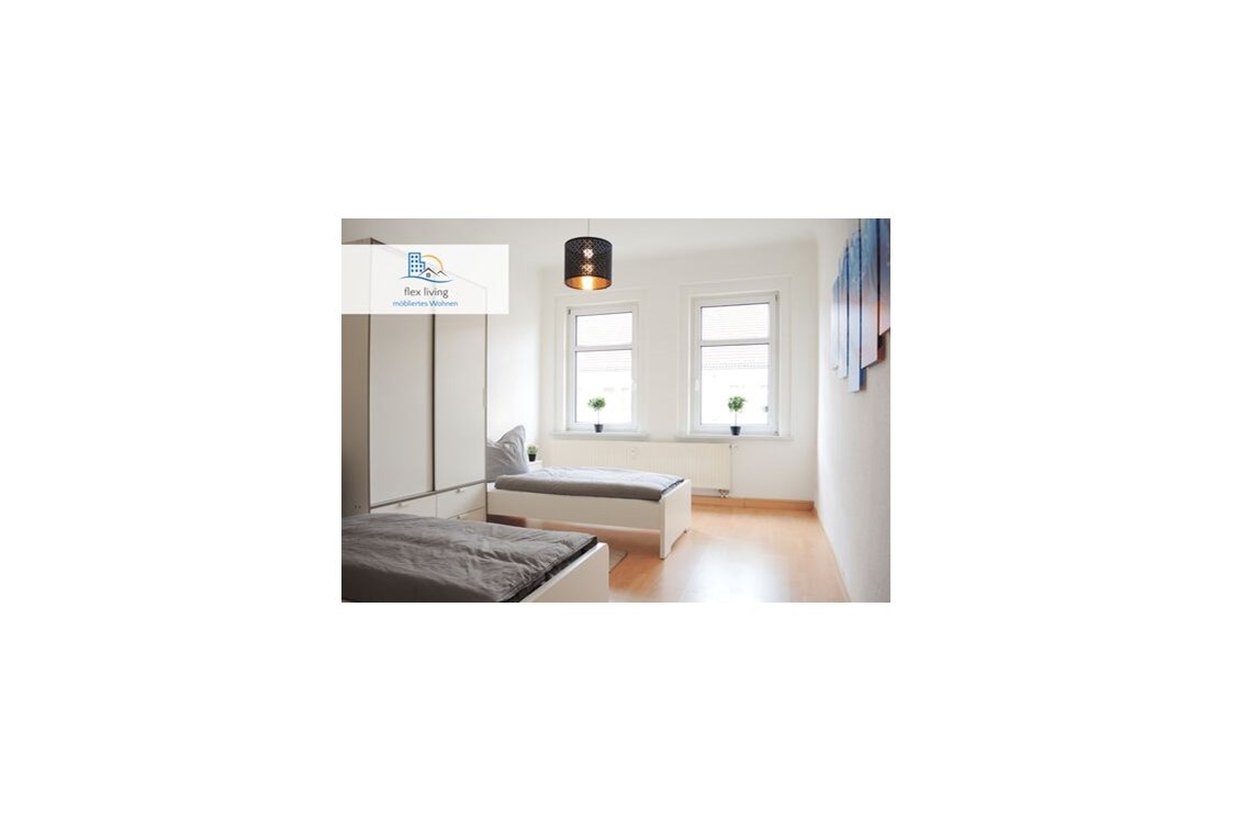 Monteurzimmer: Beispielbild Schlafzimmer - flex living - Monteurwohnungen in Stralsund (DEU|EN|PL|HU)