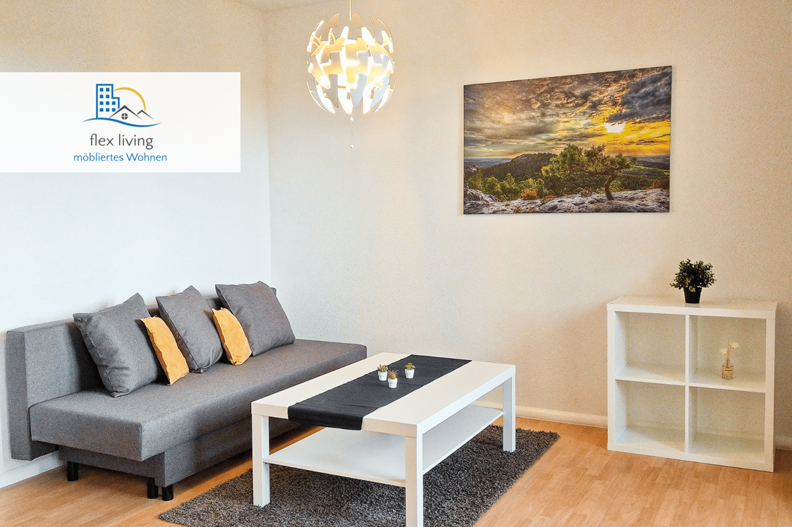 Monteurzimmer: Beispielbild Wohnzimmer - flex living - Monteurwohnungen in Stralsund (DEU|EN|PL|HU)
