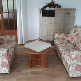 Monteurzimmer: Couch und Couchtisch - Gästehaus Habrihausen