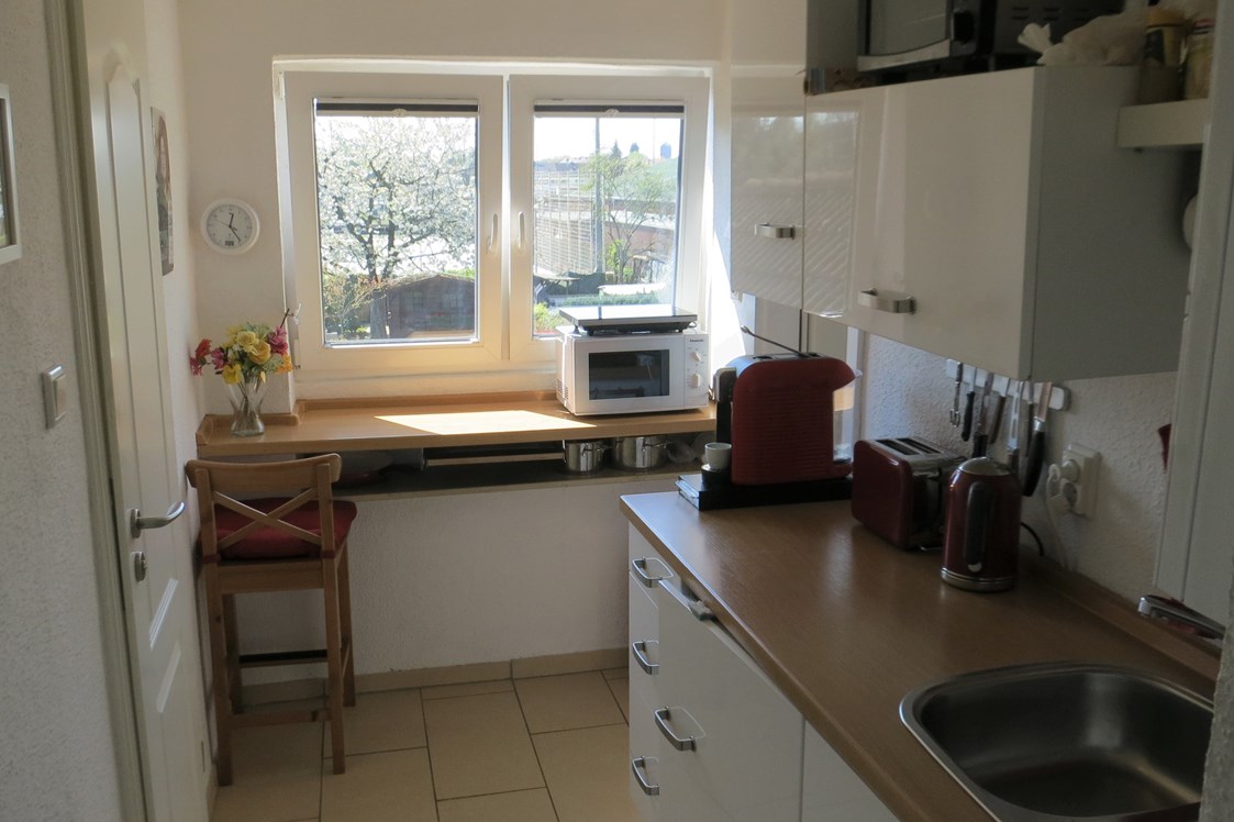 Monteurzimmer: Küche mit Gartenblick - Düssel-Wohnung