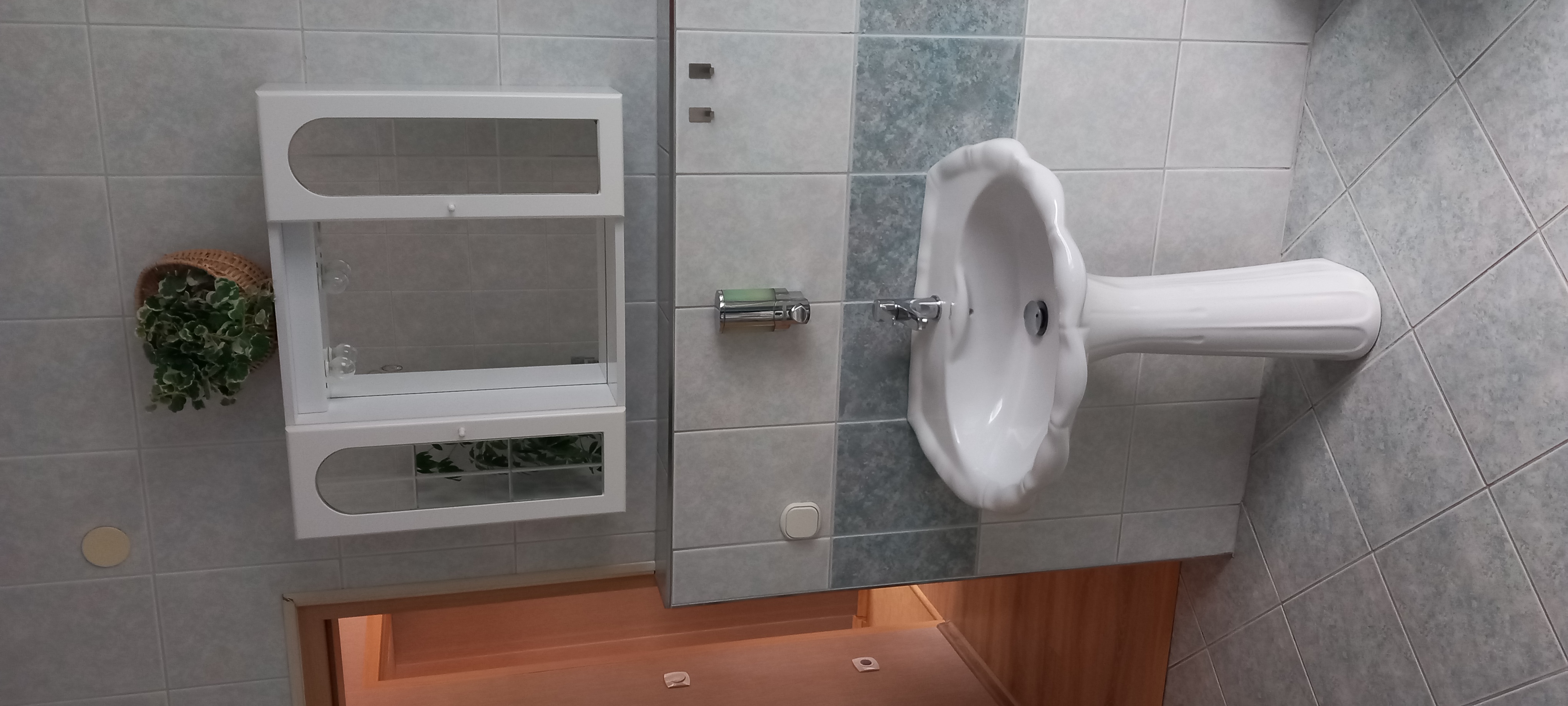 Monteurzimmer: Waschbecken  - Ferienwohnung im Südharz am Kyffhäusergebirge