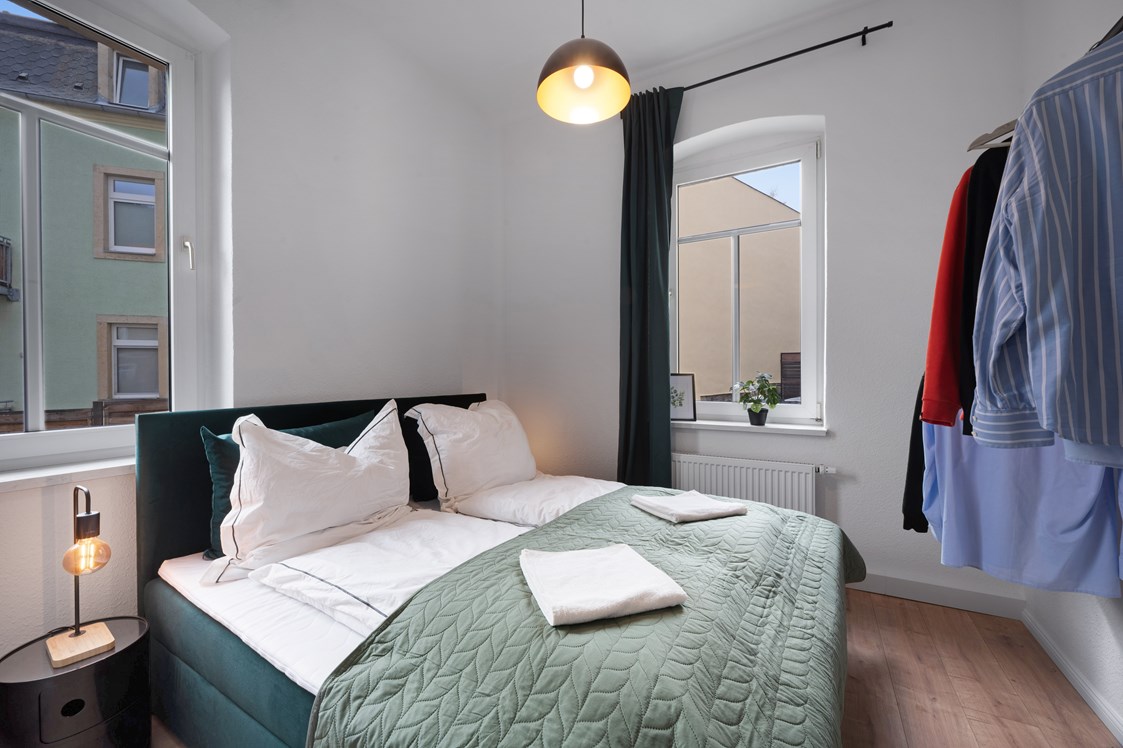 Monteurzimmer: Schlafzimmer  - Voll ausgestattetes Apartment in Dresden 