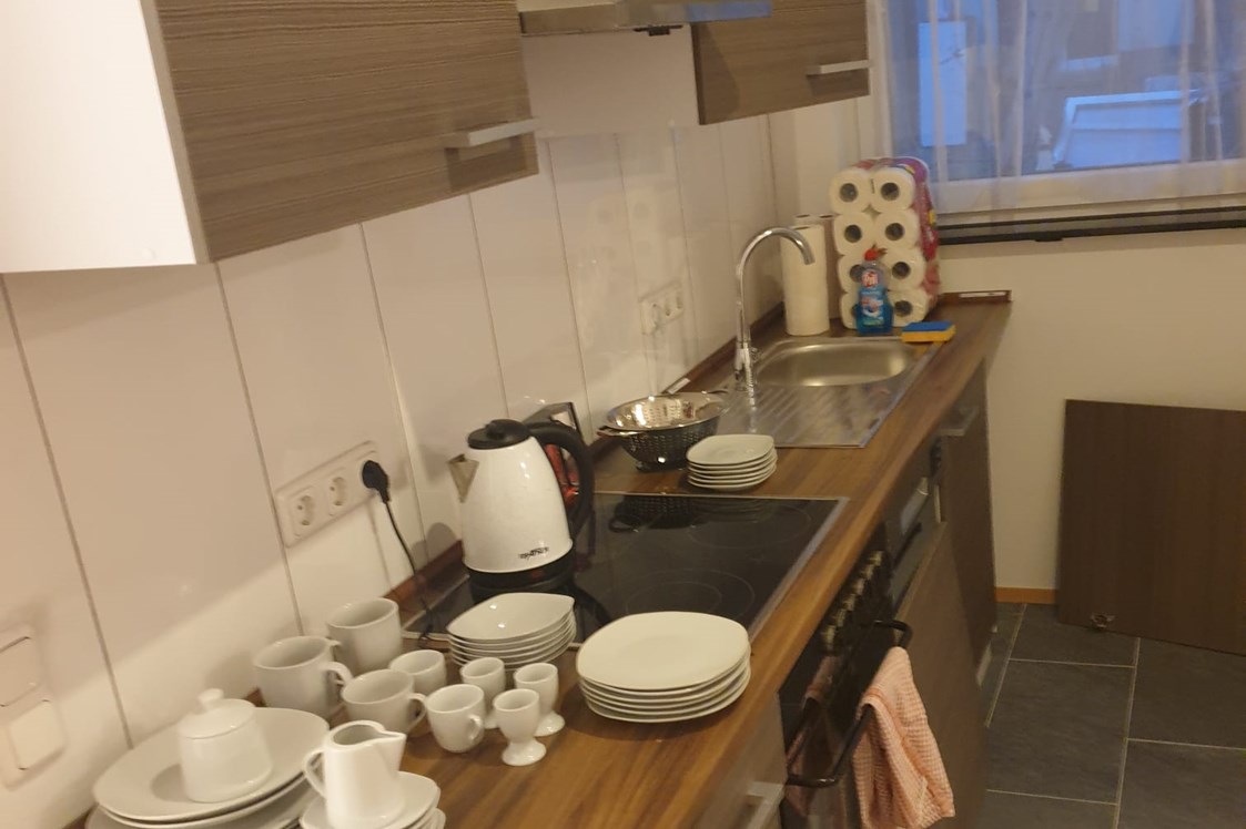 Monteurzimmer: Küche mit Ausstattung - Geräumige möblierte 110qm Wohnung im Erdgeschoss, alles inklusive