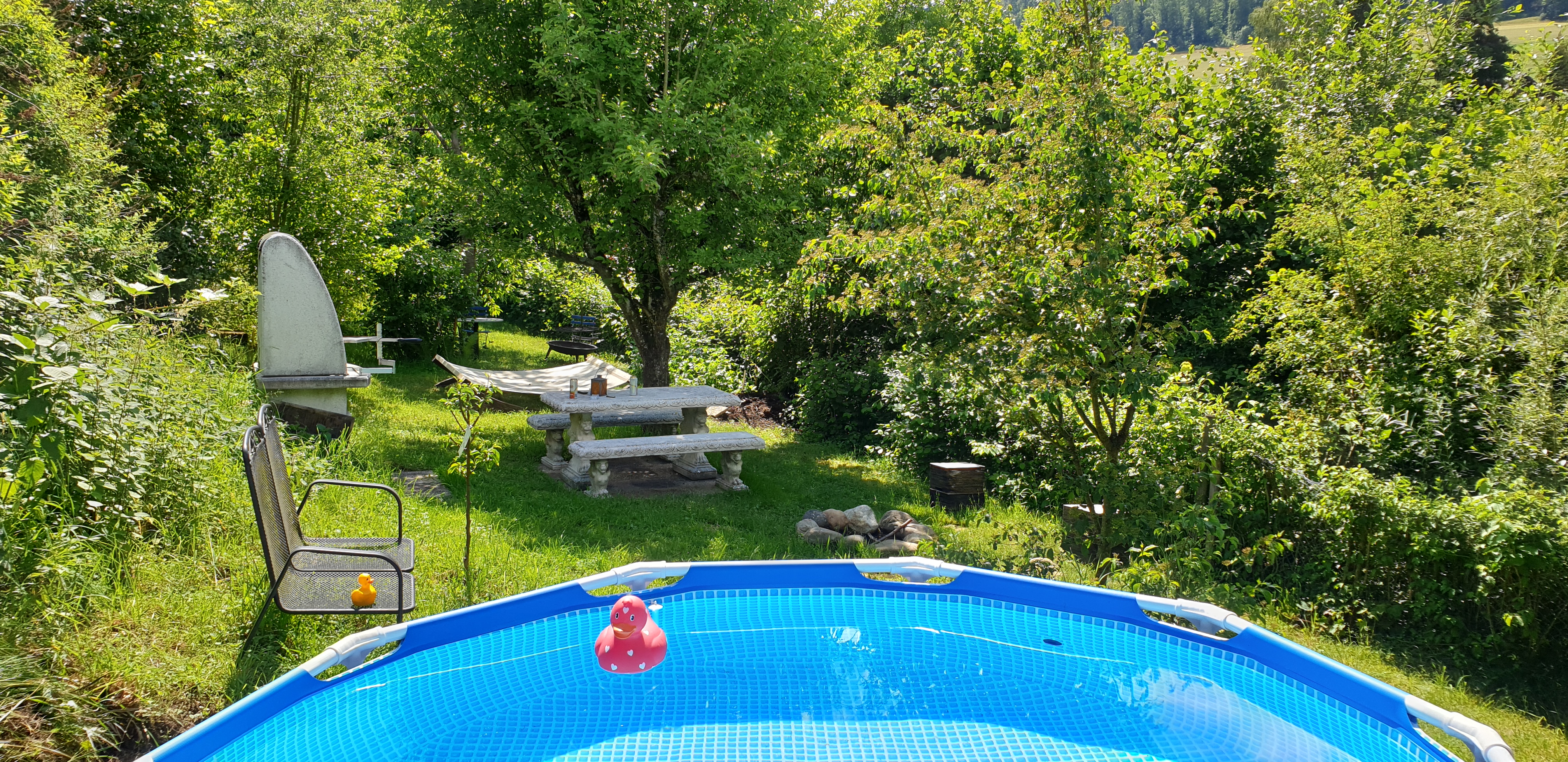 Monteurzimmer: Garten zur allg. Benutzung der Gäste vom Ferienhüsli - Ferienhüsli zwischen Rhein(fall), Thermalbädern & Zürich