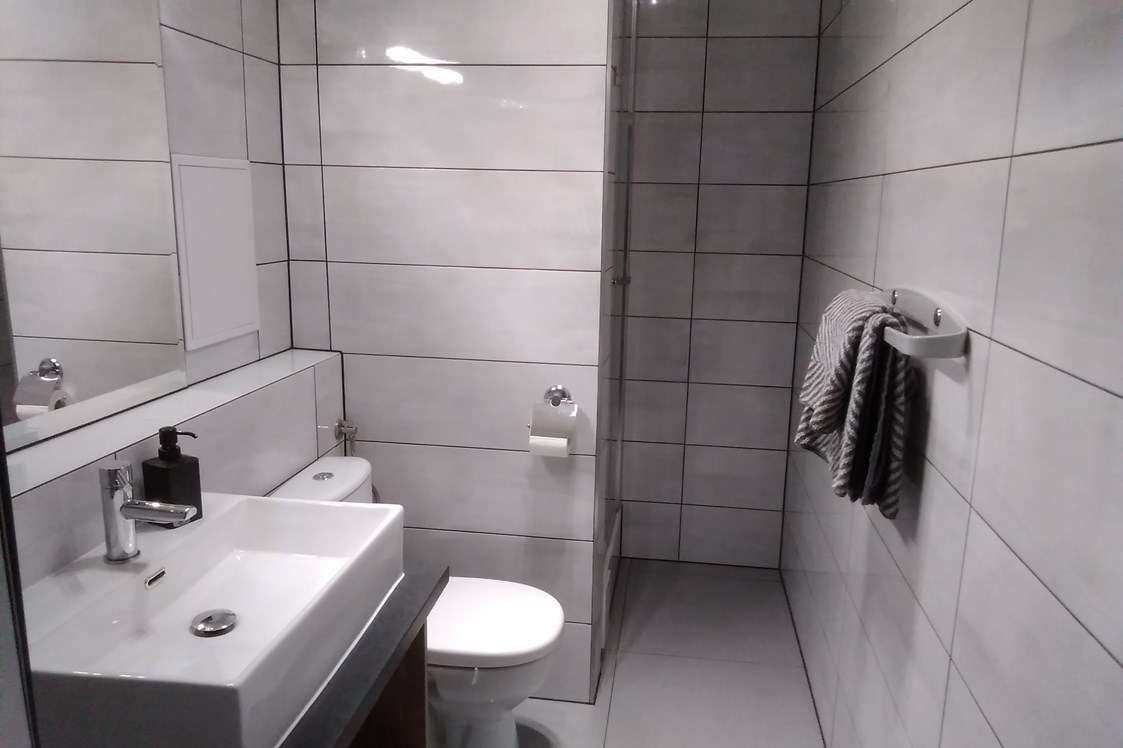 Monteurzimmer: Badezimmer 2 mit Dusche - Monteurzimmer Domotel TM LUX