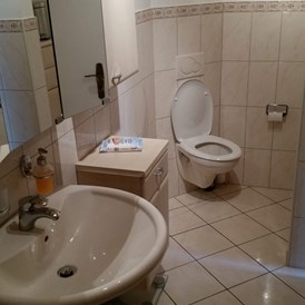 Monteurzimmer: Badezimmer...Waschbecken und WC. - Ferienwohnung-Bullendorf