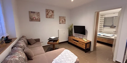Monteurwohnung - PLZ 35781 (Deutschland) - Wohnzimmer mit TV und Schlafsofa - Ferienwohnung Hofblick