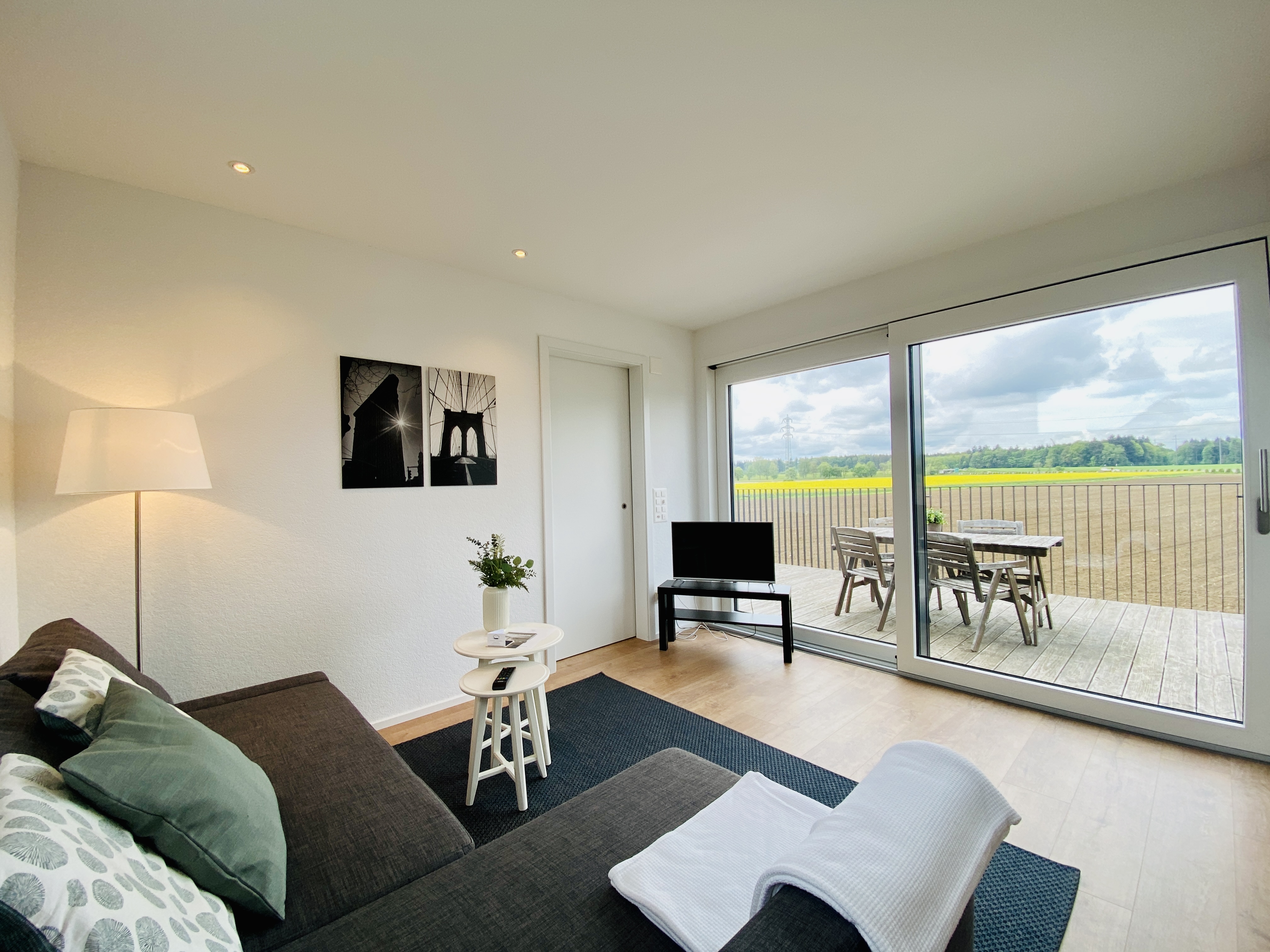 Monteurwohnung - Kühlschrank - Schweiz - Wohnzimmer - Möbliertes Business Apartment / Tiny House