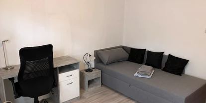 Monteurwohnung - Badezimmer: eigenes Bad - Münsterland - Arbeitsplatz und Schlafbereich - Wildpferdchen