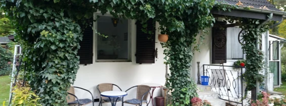 Monteurzimmer: Ferienhaus Schatz mit der Terrasse vor dem Häuschen - Ferienhaus Schatz