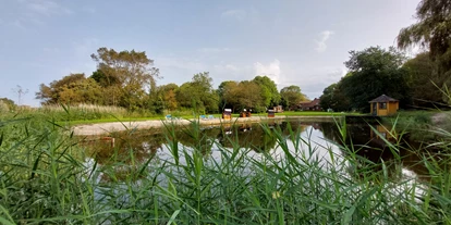 Monteurwohnung - Bettwäsche: Bettwäsche gegen Gebühr - Deutschland - Unser Teich mit Strandkörben und Sonnenliegen - DOLLE SCHOLLE: Wohnung mit Platz für bis zu 5 Gäste