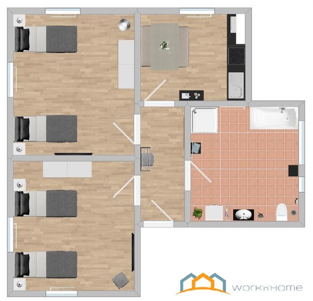 Monteurzimmer: Grundriss - (RS101) Geräumige Monteurwohnung 