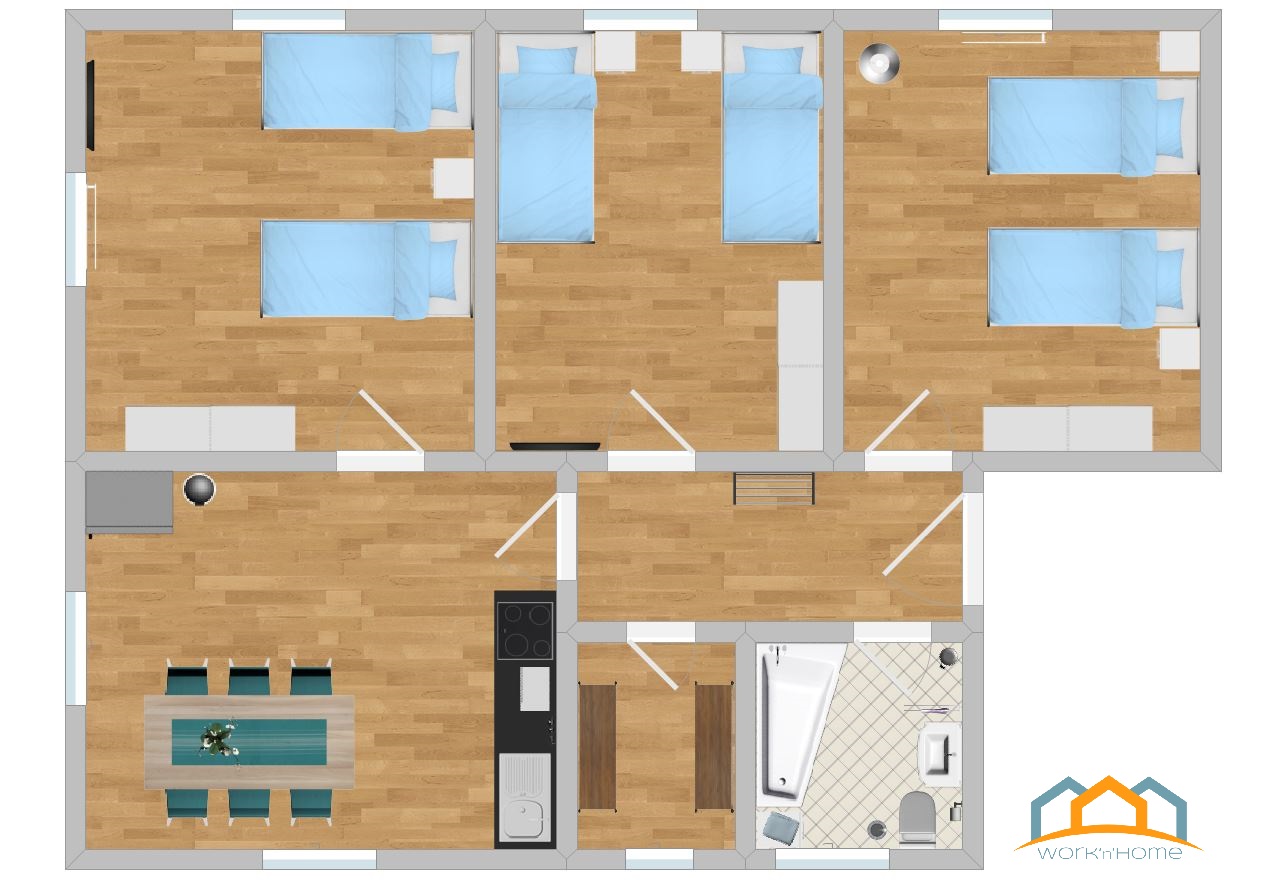 Monteurzimmer: Grundriss - (AM111) Liebevoll eingerichtete Monteurwohnung 