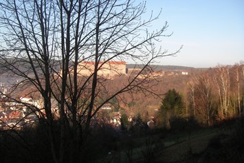 Monteurzimmer: Ausblick von der Dachterrasse auf die "Plassenburg" - Villa Lucia in Kulmbach