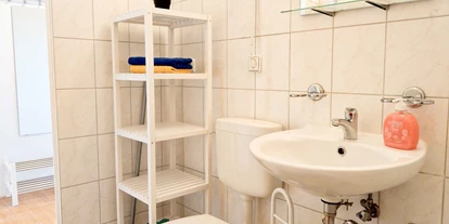 Monteurwohnung - PLZ 06110 (Deutschland) - Modernes Bad mit WC, Spiegel und praktischen Ablagen.
 - flex living -  Monteurwohnungen in Halle