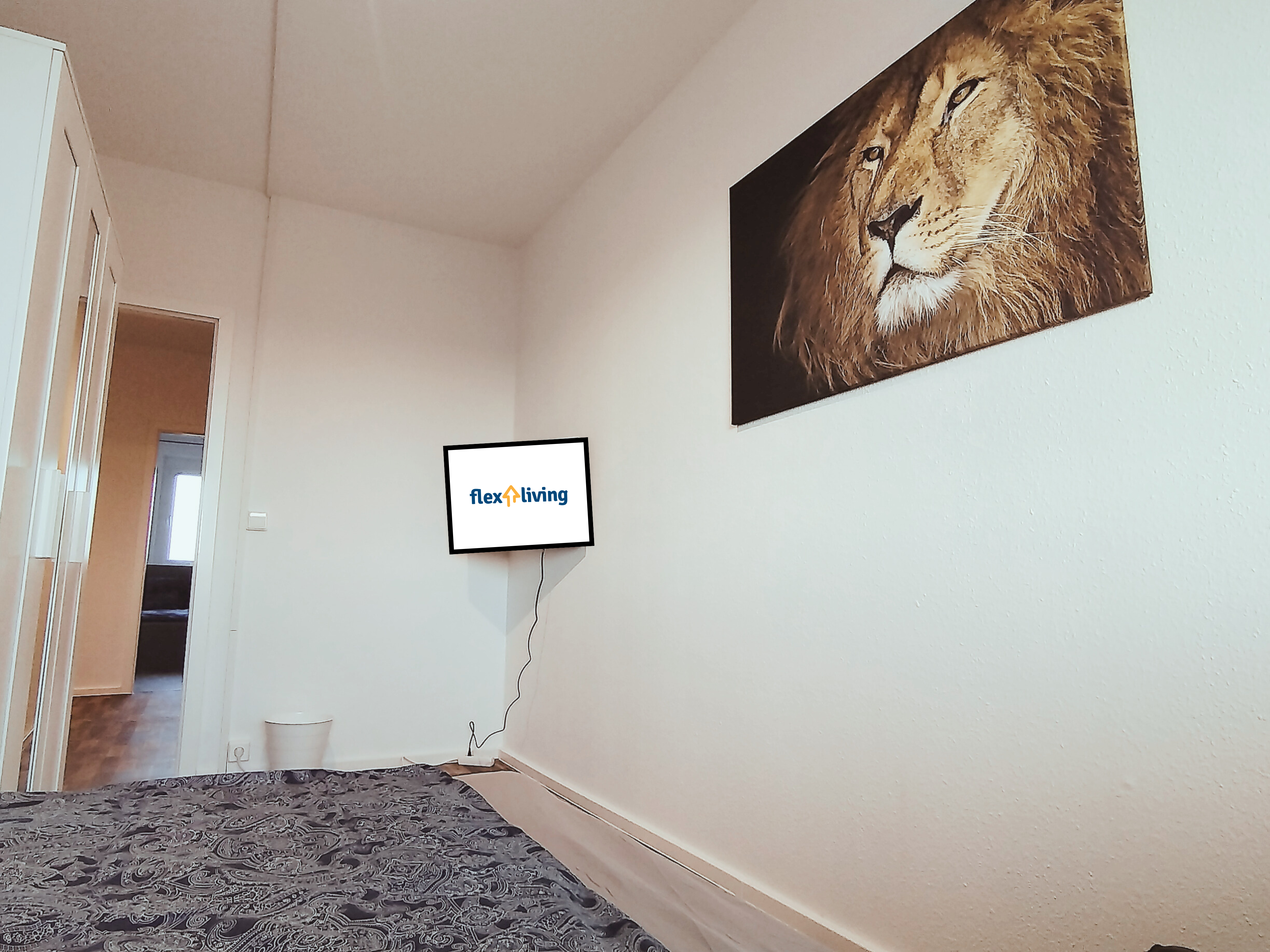 Monteurwohnung - TV - Elbeland - Ruhiges Zimmer mit Einzelbetten und frischer Bettwäsche.

 - flex living -  Monteurwohnungen in Leipzig