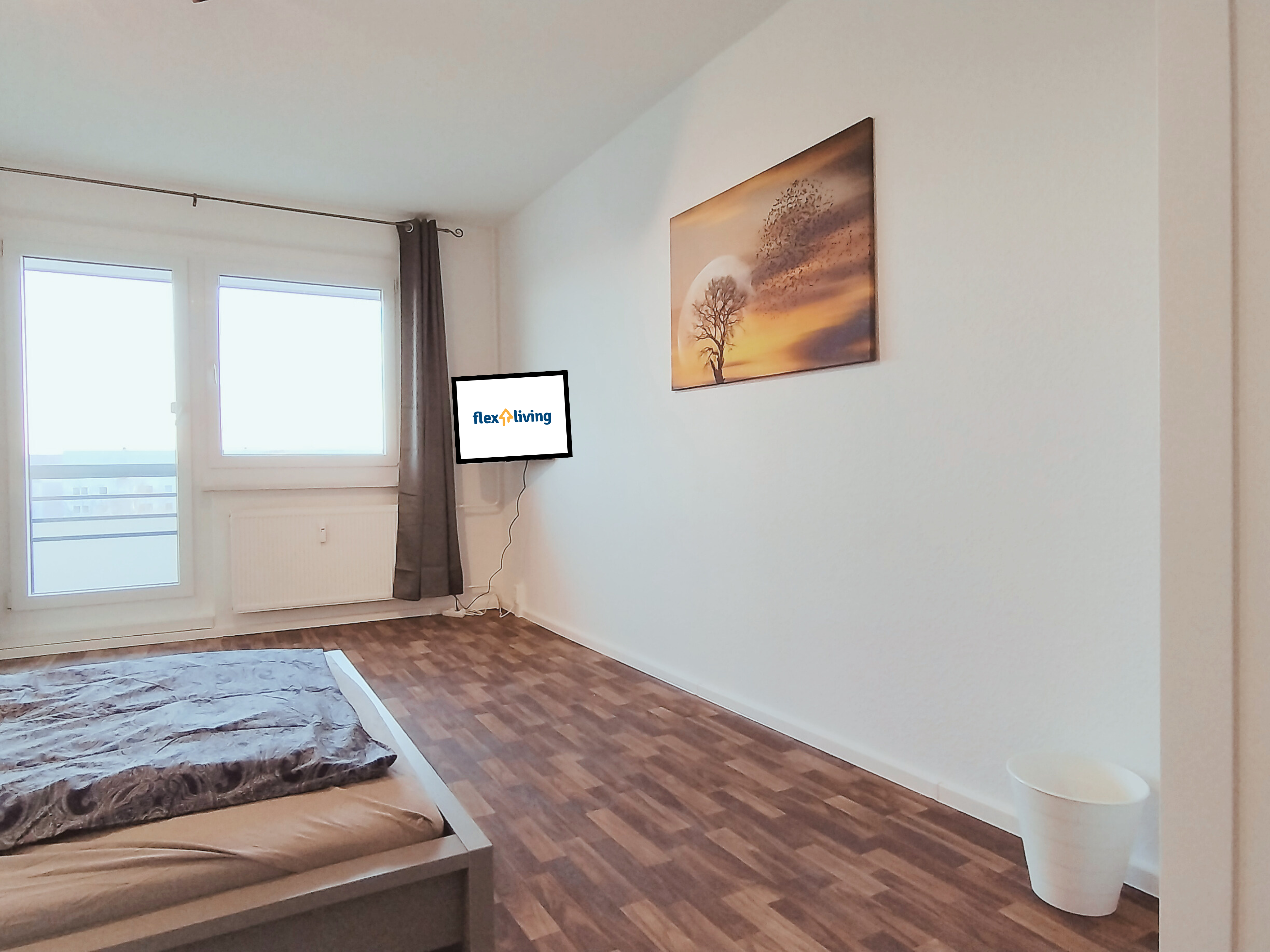 Monteurwohnung - TV - Elbeland - Ideal als Monteurzimmer – getrennte Betten und funktionale Einrichtung.

 - flex living -  Monteurwohnungen in Leipzig