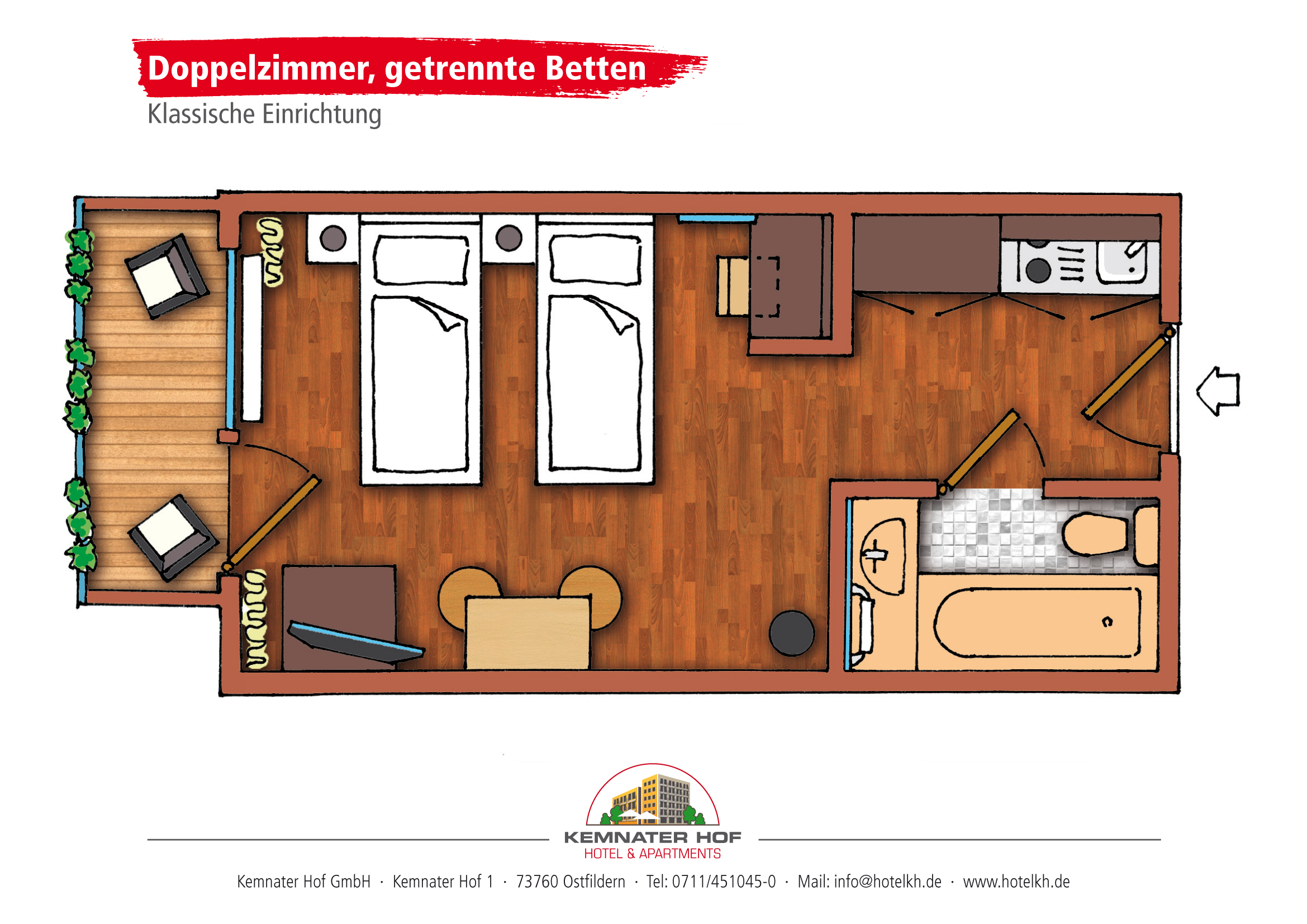 Monteurzimmer: Grundrisse von verschiedenen Ein-Zimmer-Apartments - Kemnater Hof -APARTMENTS-