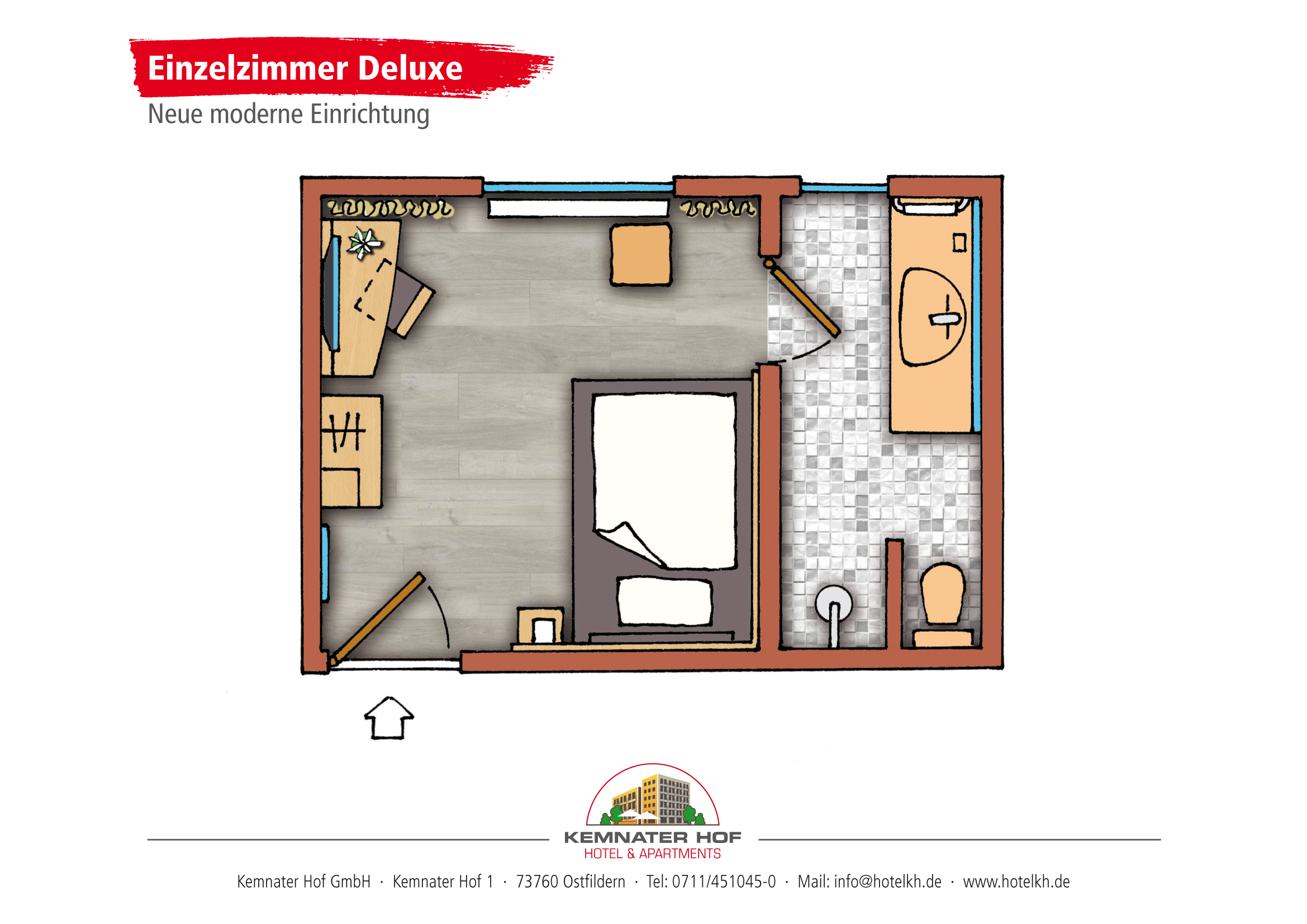 Monteurzimmer: Grundrisse von verschiedenen Ein-Zimmer-Apartments - Kemnater Hof -APARTMENTS-