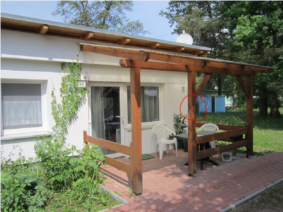 Monteurwohnung - Art der Unterkunft: Ferienwohnung - Brandenburg - Bungalow Kranich Eingang mit Terrasse - Monteurswohnung Grimnitzsee Joachimsthal